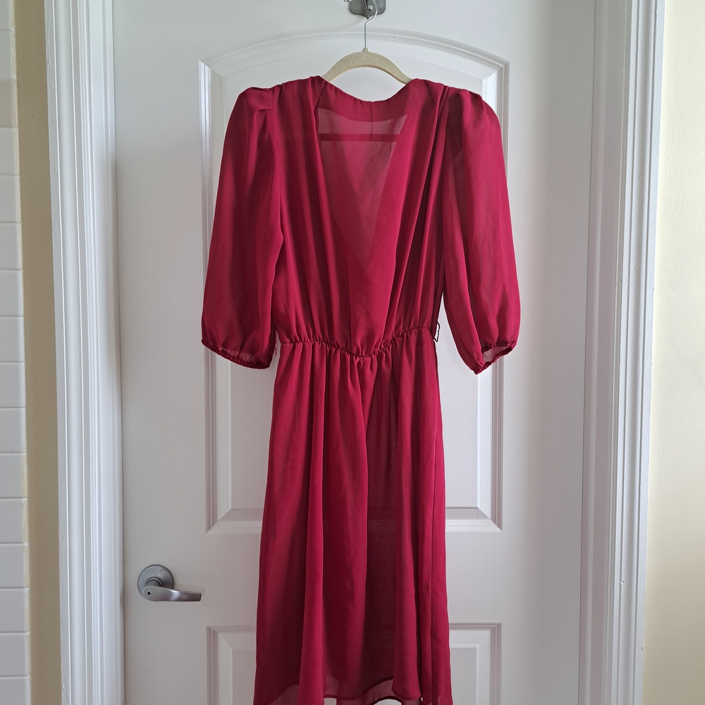 Vintage Chic Draped Back Raspberry Red Dress